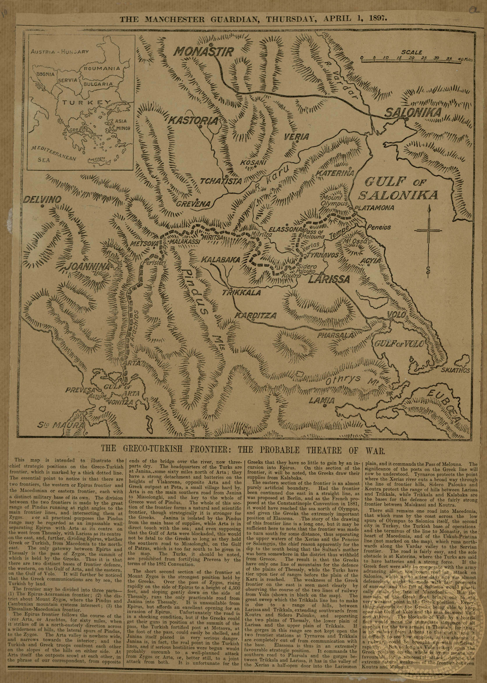 The Greco-Turkish Frontier: The probably theatre of War.